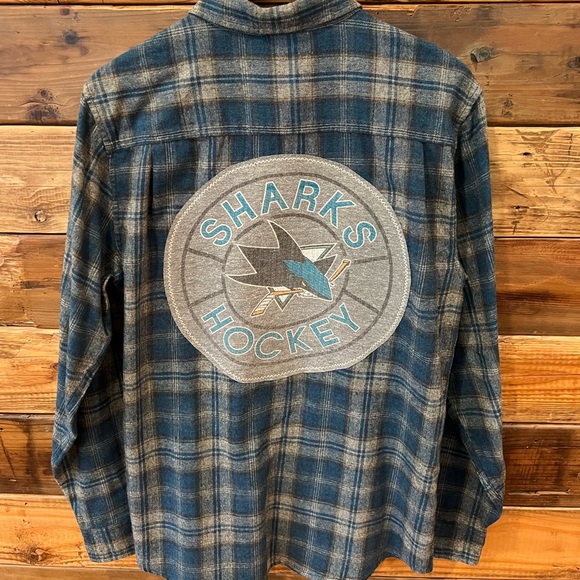 San Jose Sharks One-of-a-Kind Weatherproof Vintage Custom Unisex Flannel - Picture 1 of 5